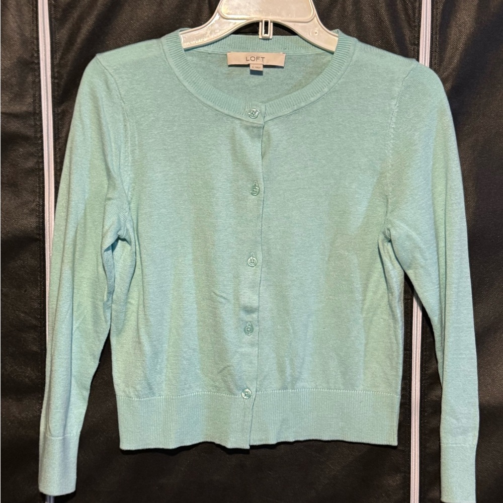 LOFT Aqua Button-Front Cardigan – Size S